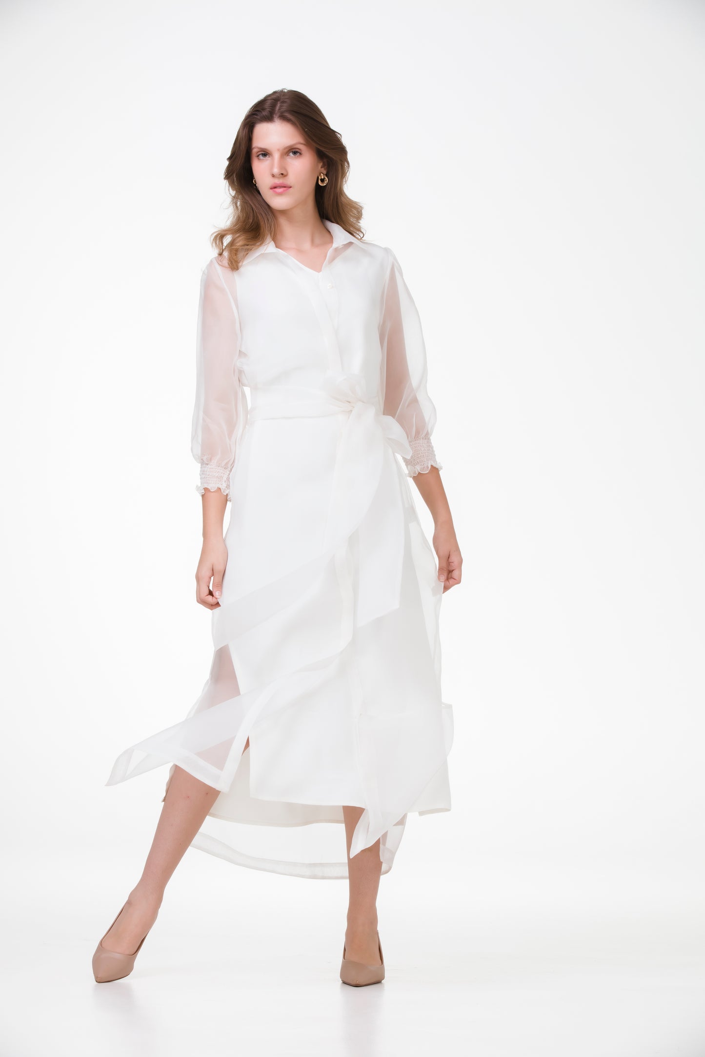 Camiseiro Monet em Organza de Seda Off White