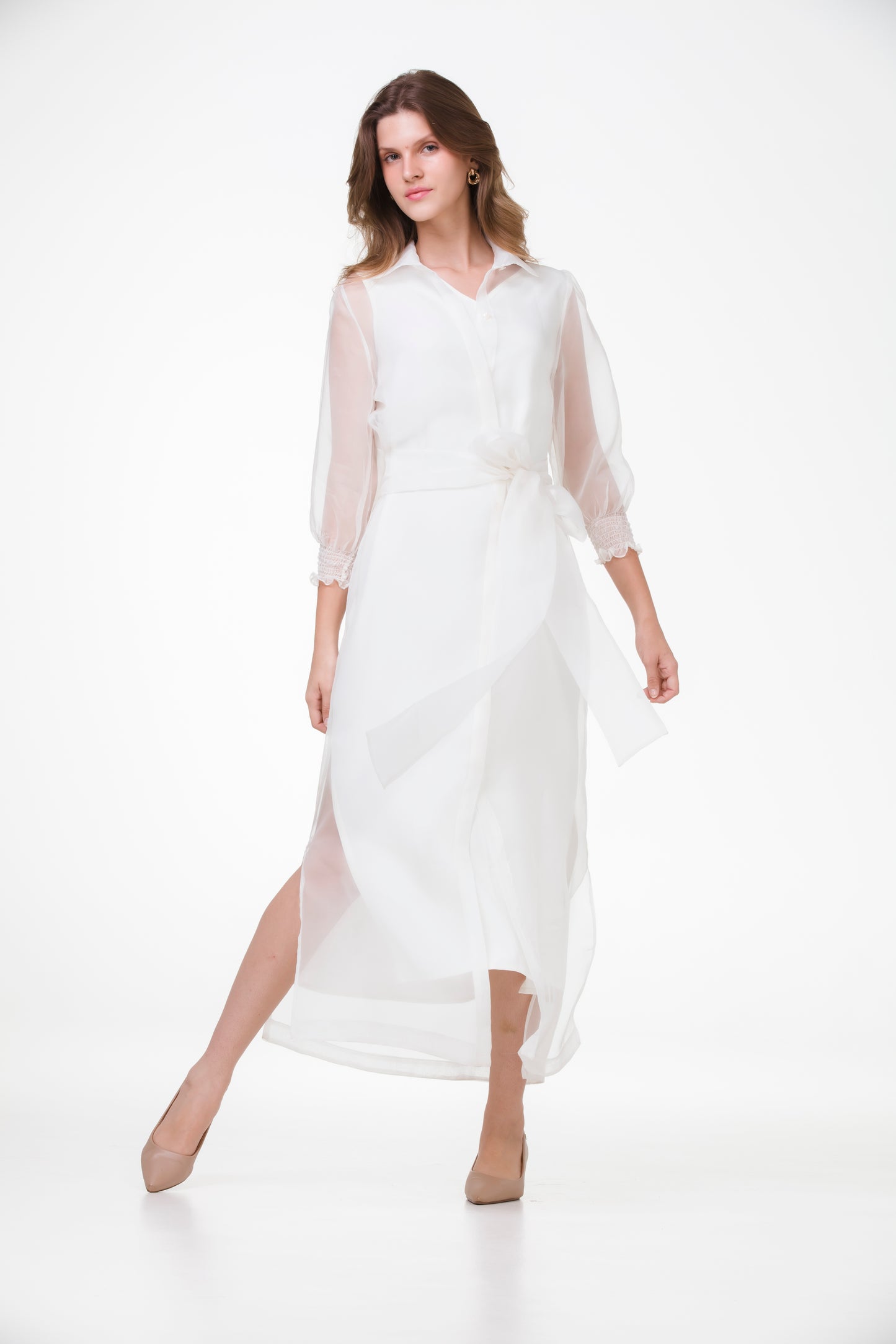 Camiseiro Monet em Organza de Seda Off White