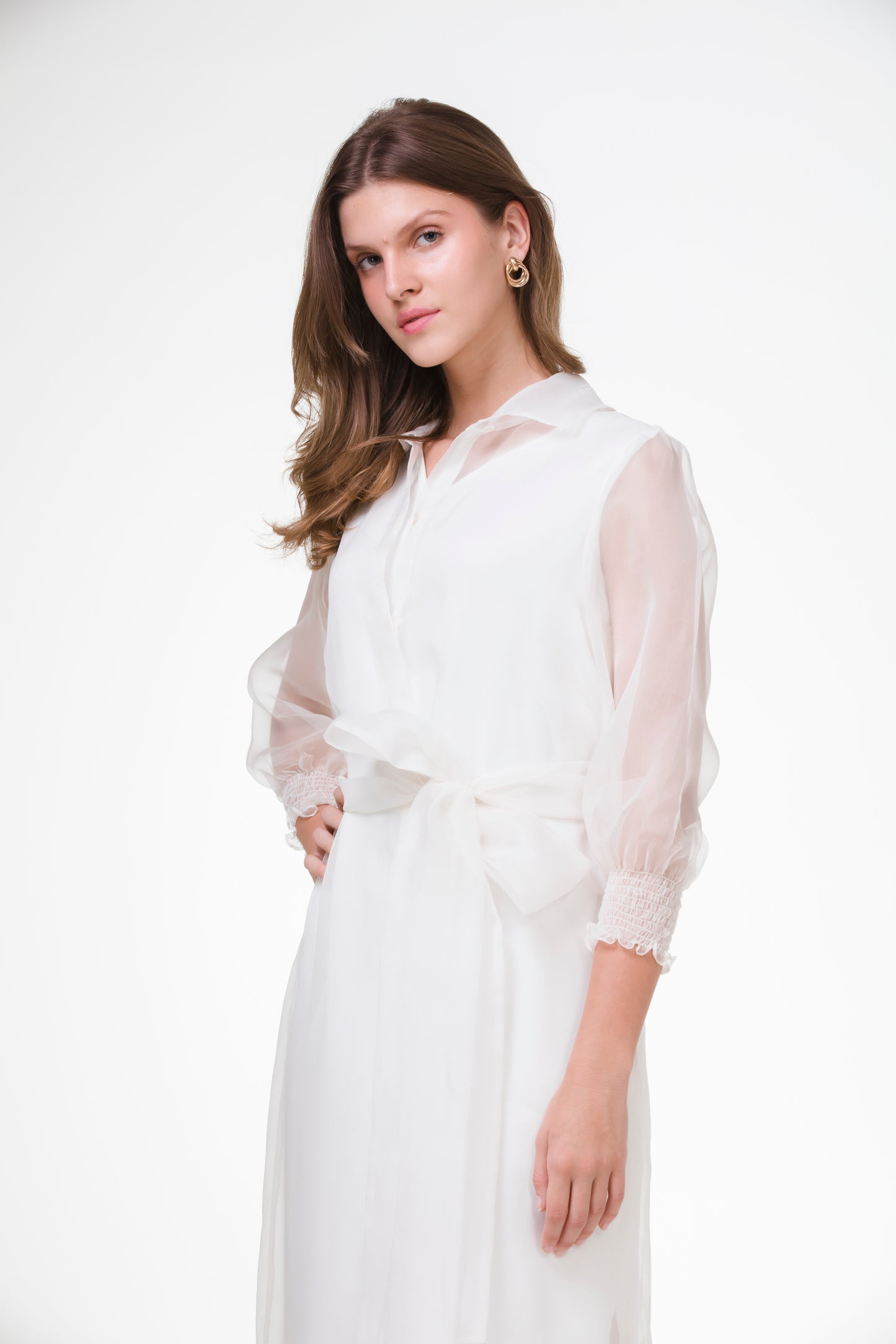 Camiseiro Monet em Organza de Seda Off White