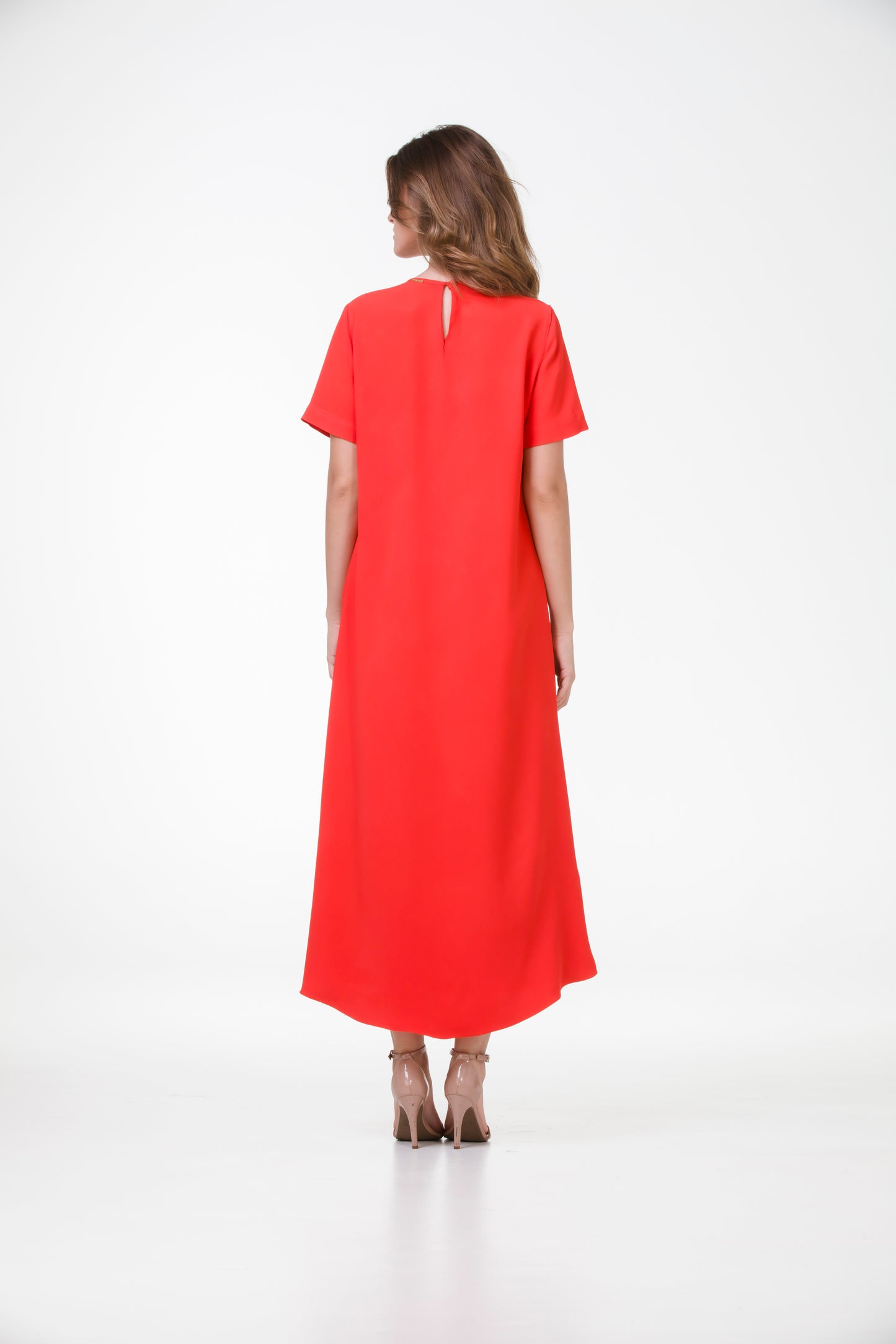 Conjunto Túnica Tulipa e Pantacourt Indiana em Crepe Patou Vermelho
