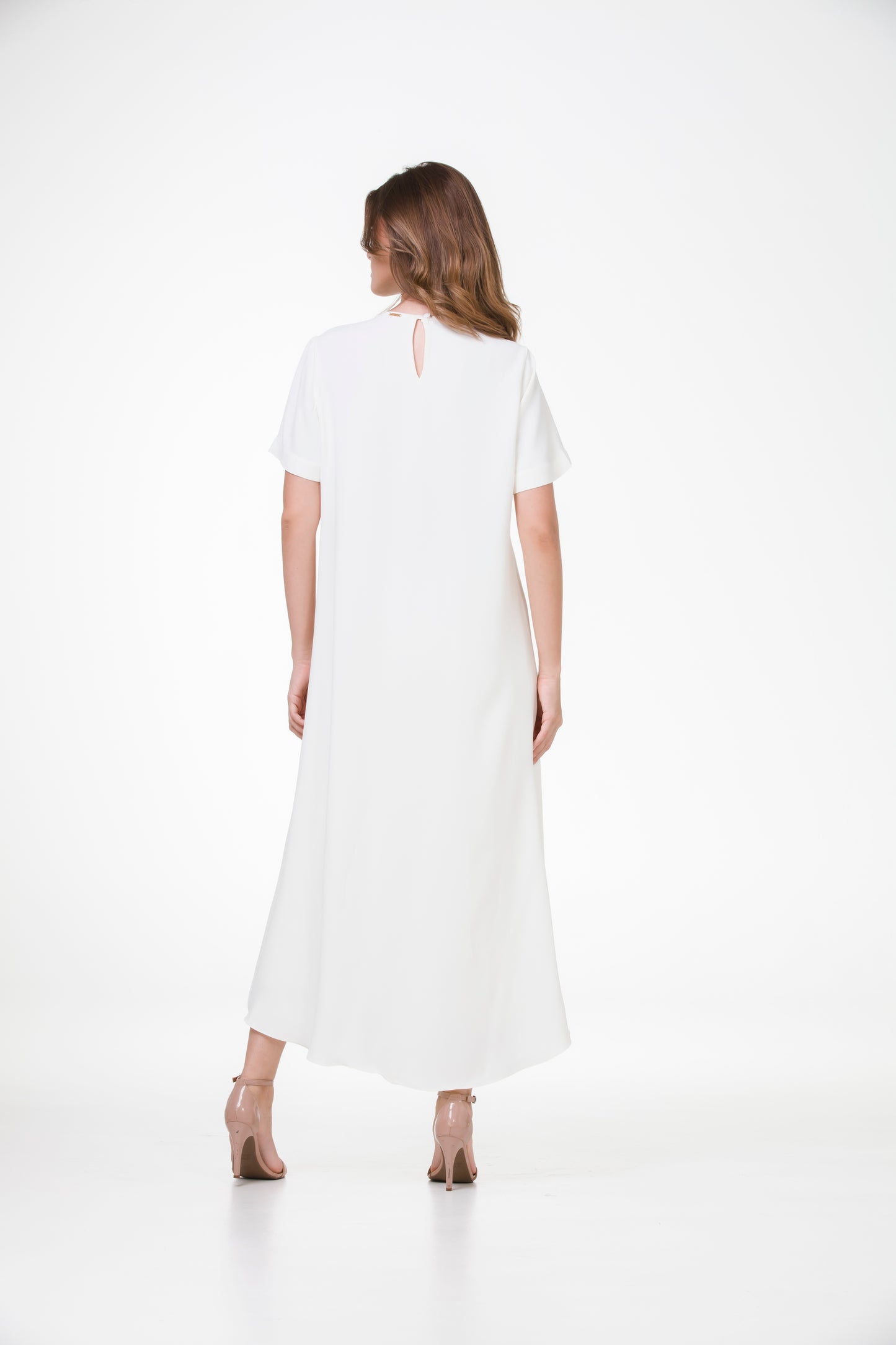 Conjunto Túnica Tulipa e Pantacourt Indiana em Crepe Patou Off White