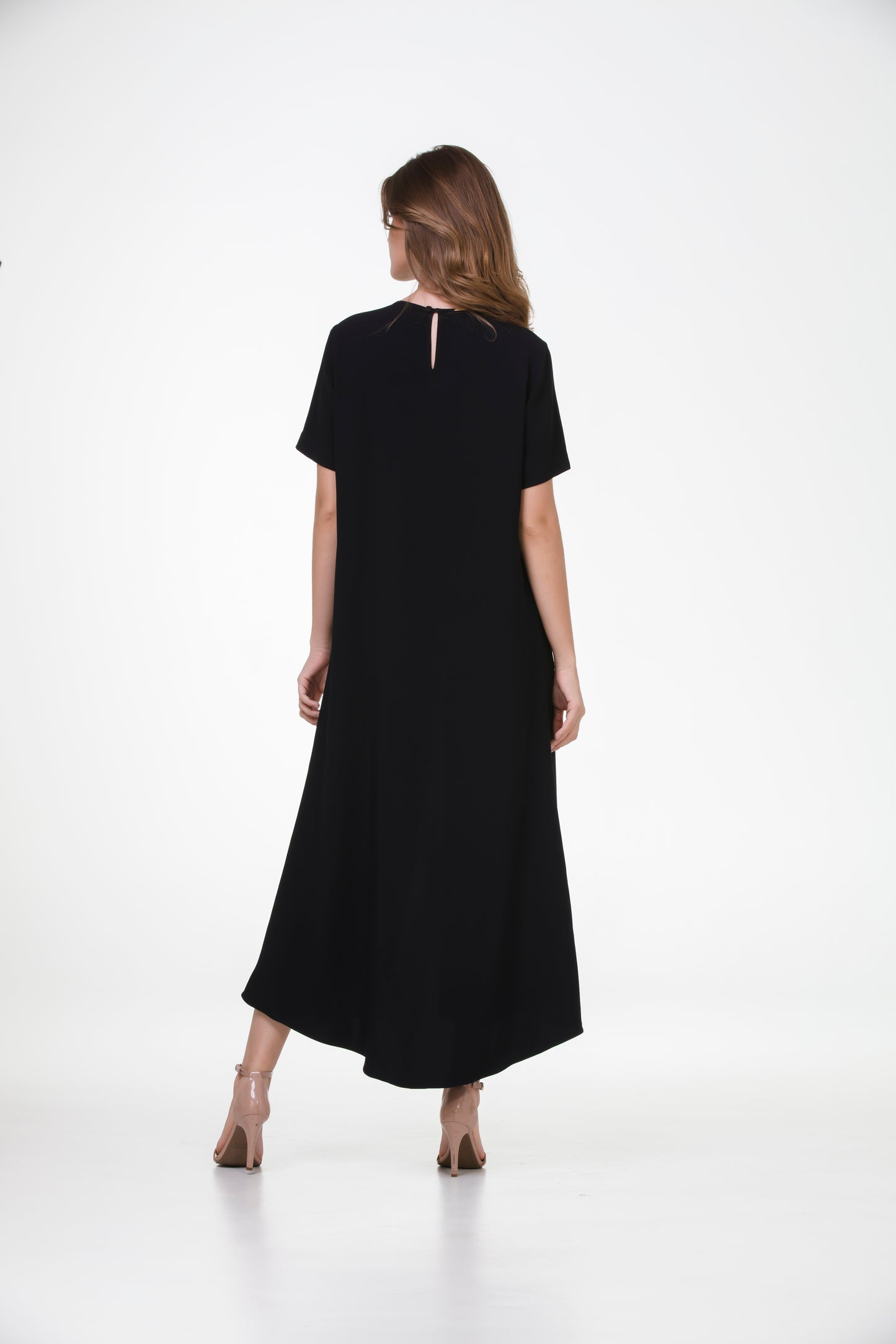 Conjunto Túnica Tulipa e Pantacourt Indiana em Crepe Patou Preto