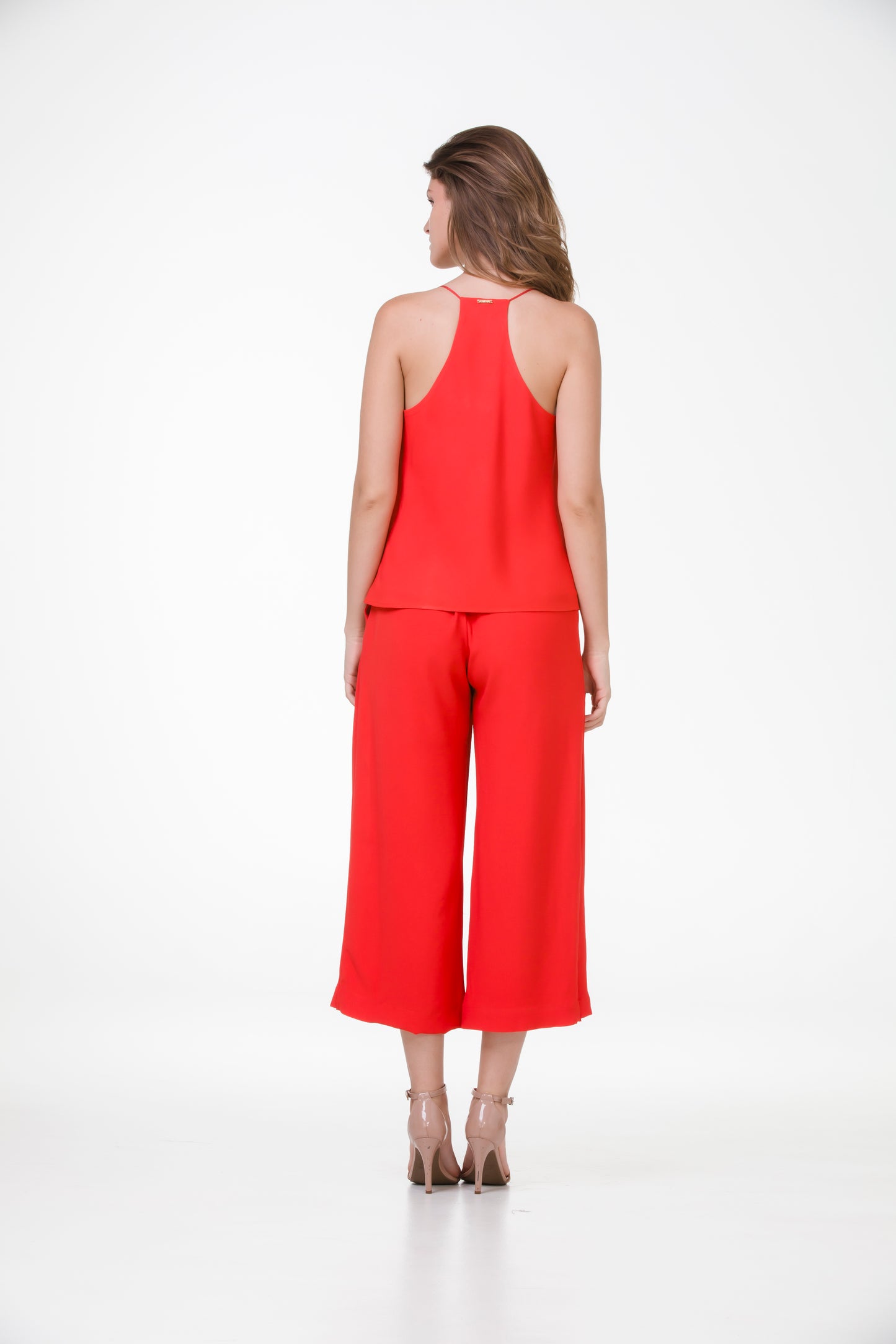 Pantacourt Indiana em Crepe Patou – Vermelho Escarlate