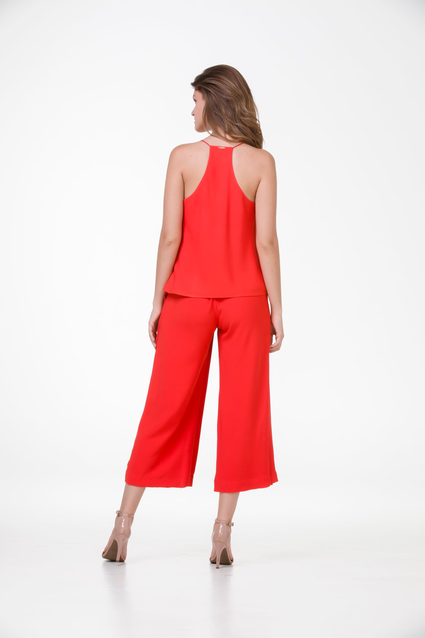 Pantacourt Indiana em Crepe Patou – Vermelho Escarlate