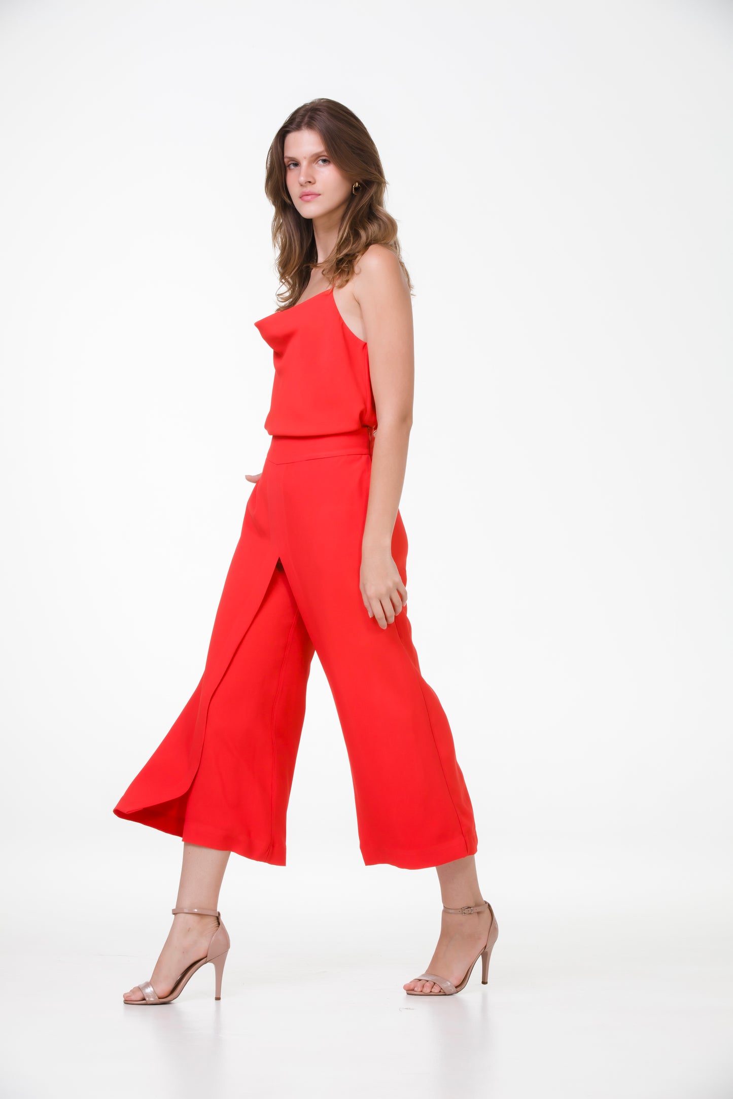 Pantacourt Indiana em Crepe Patou – Vermelho Escarlate