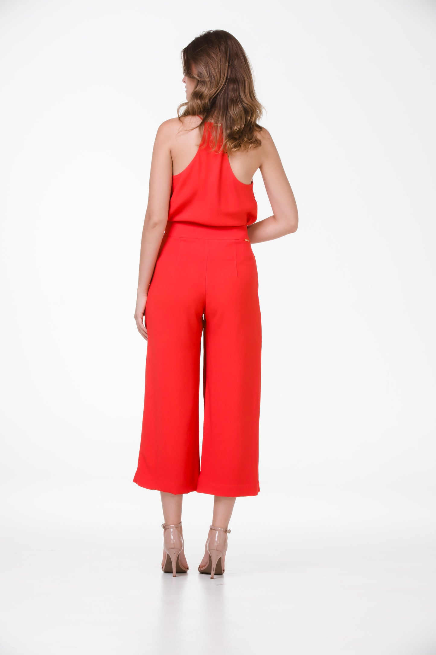 Pantacourt Indiana em Crepe Patou – Vermelho Escarlate