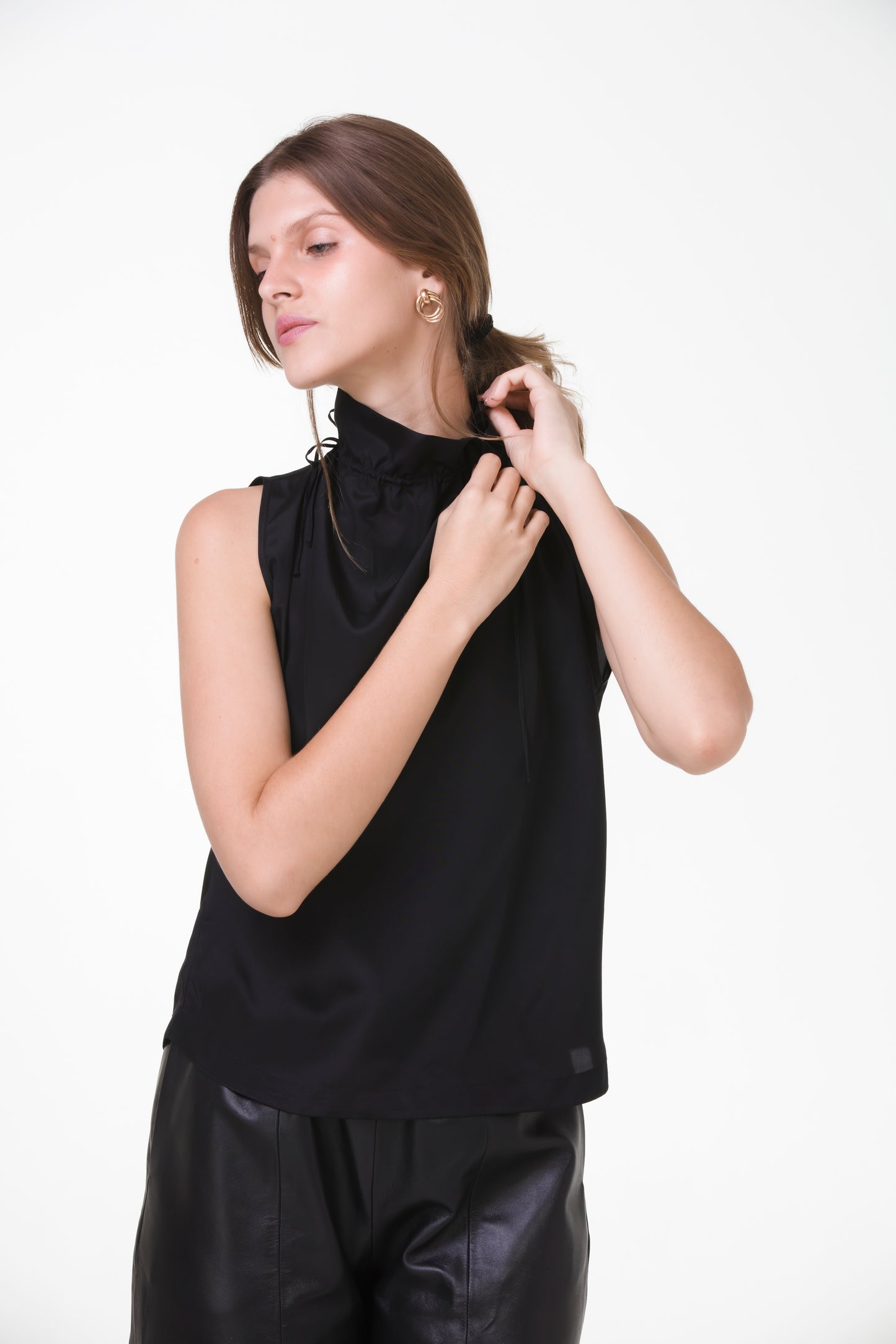Blusa Lady em Crepe de Seda – Preto