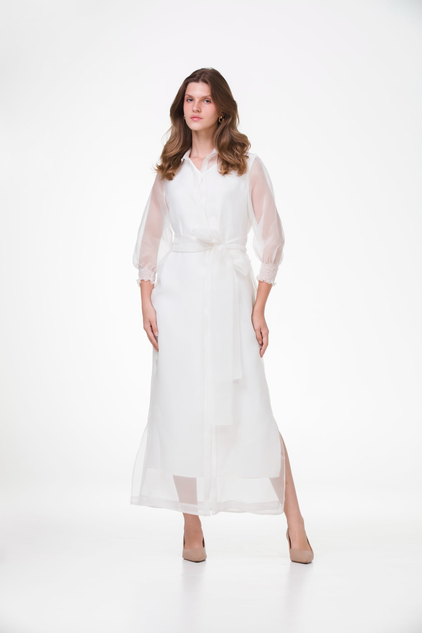Camiseiro Monet em Organza de Seda Off White