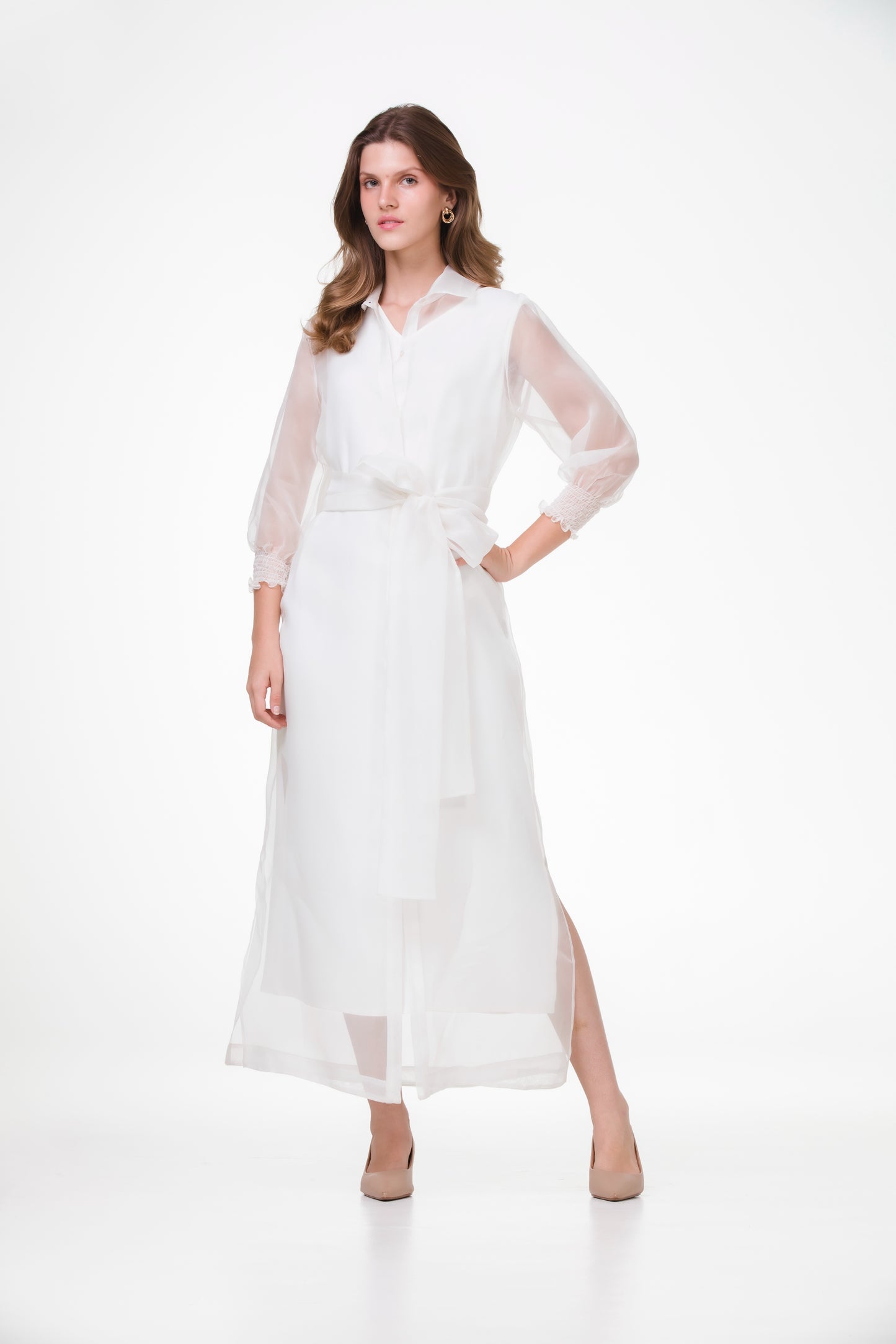 Camiseiro Monet em Organza de Seda Off White