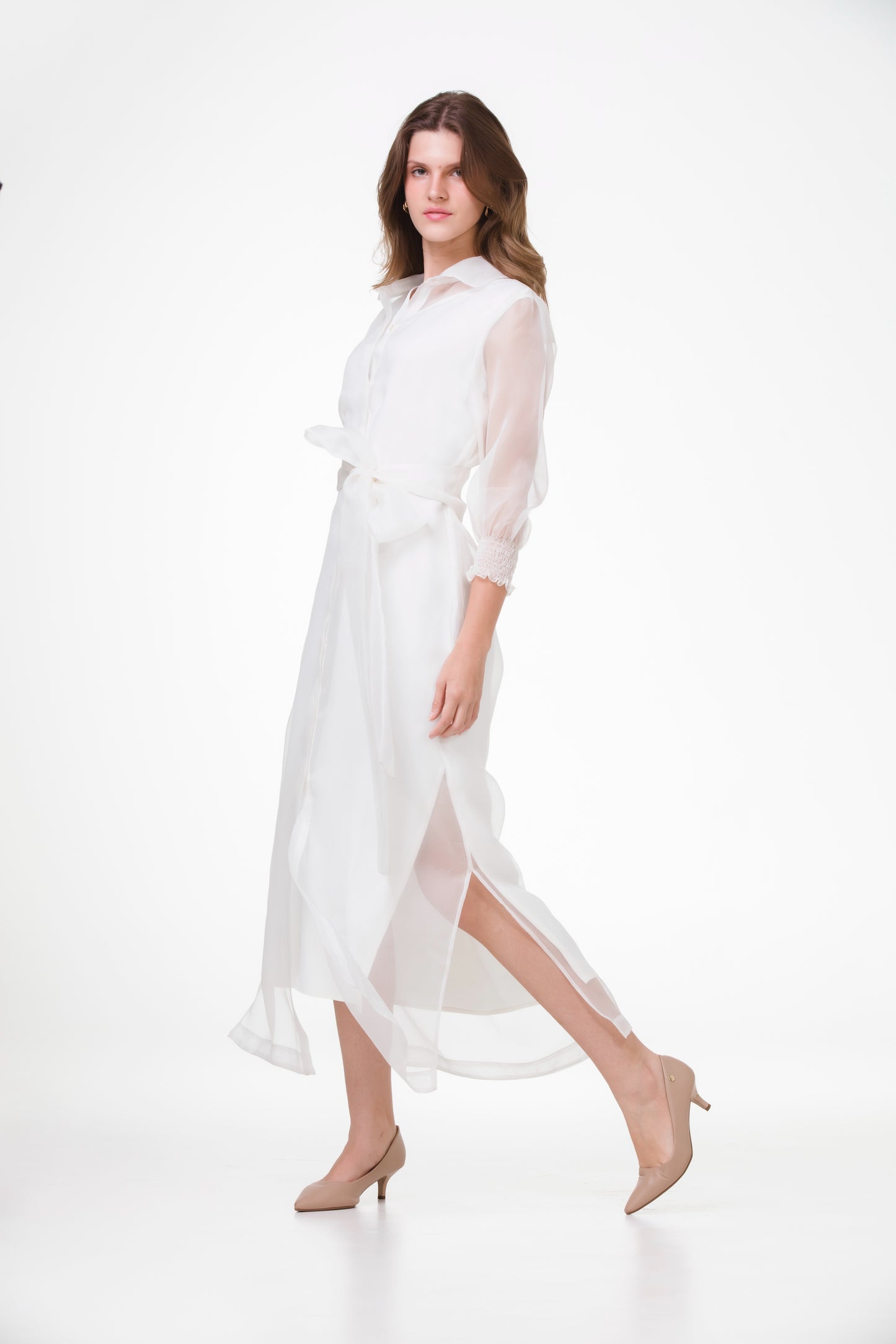Camiseiro Monet em Organza de Seda Off White