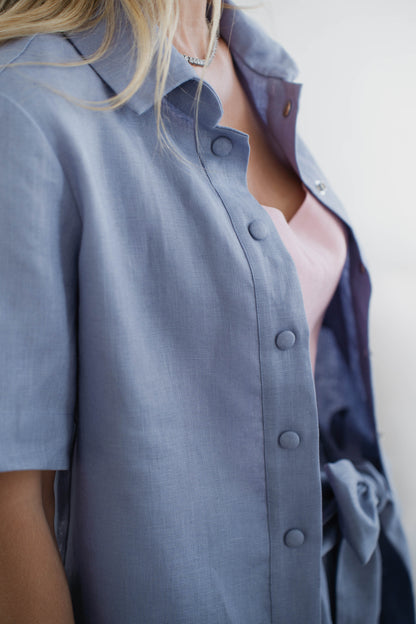 Camisa Cropped - Azul